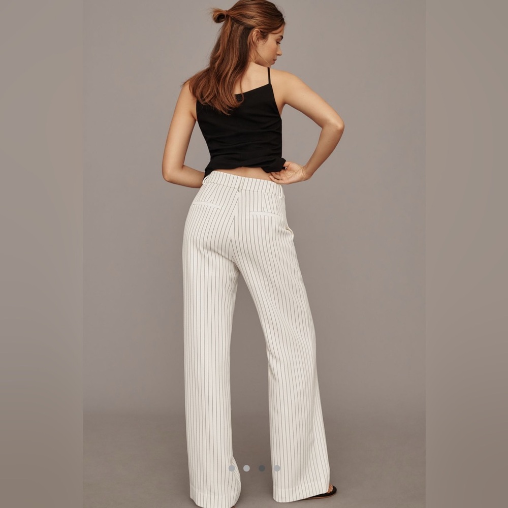 ✨NWT Anthropologie Gray Lab Pinstripe Wide Leg Trouser Pants Small✨ - Picture 3 of 8